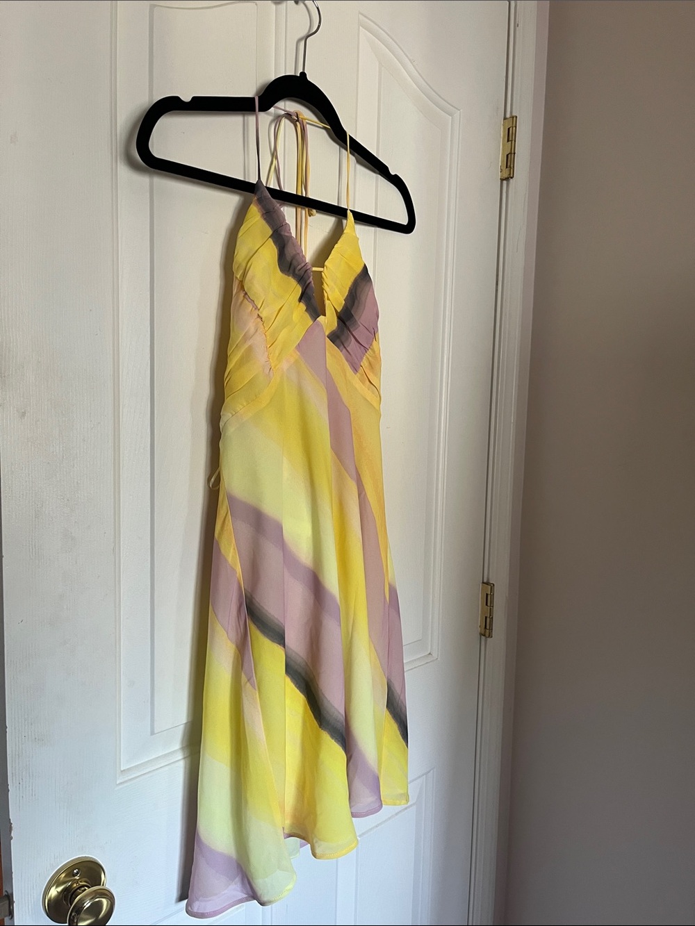 Dynamite Yellow Lavender Striped Halter Dress